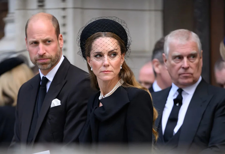 Getty Prince William, Kate Middleton, and Prince Andrew at the Duchess of Kent's funeral