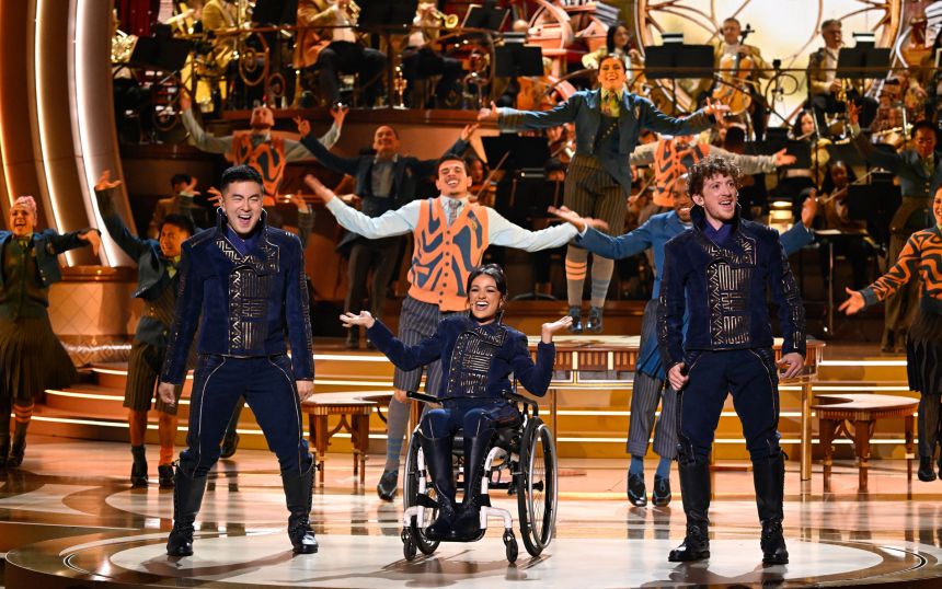 Bowen Yang, Marissa Bode and Ethan Slater during 