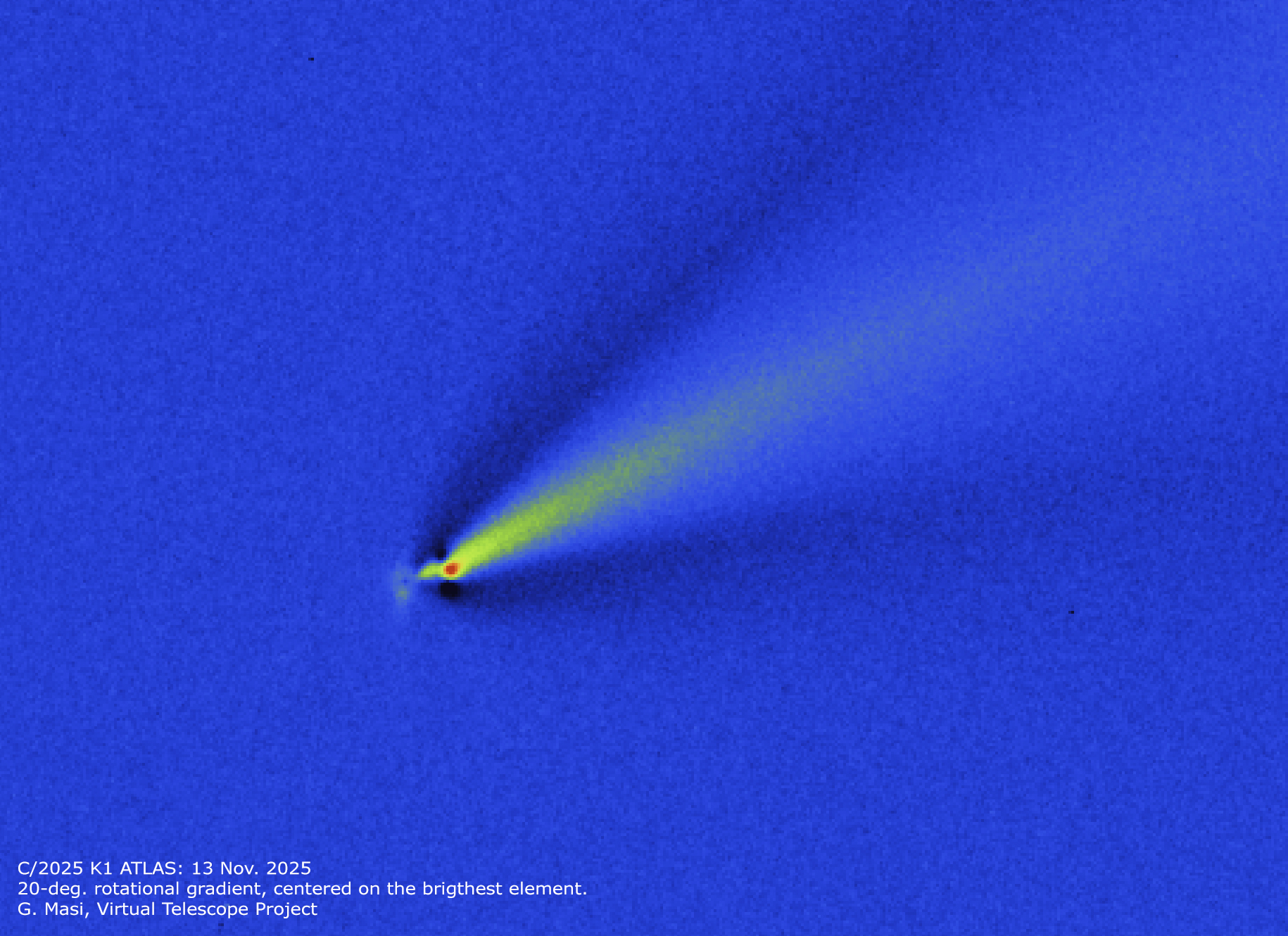 The inner coma after a 20-degrees rotational gradient filtering.