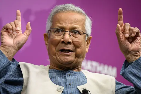Leon Neal/Getty Images  Chief Advisor to the Government of Bangladesh Professor Muhammed Yunus speaks during an live interview at Chatham House on June 11, 2025 in London, United Kingdom. Chief Adviser to Bangladesh, Professor Muhammad Yunus, is on a four-day official visit to the UK aiming to enhance bilateral relations. (Photo by Leon Neal/Getty Images)