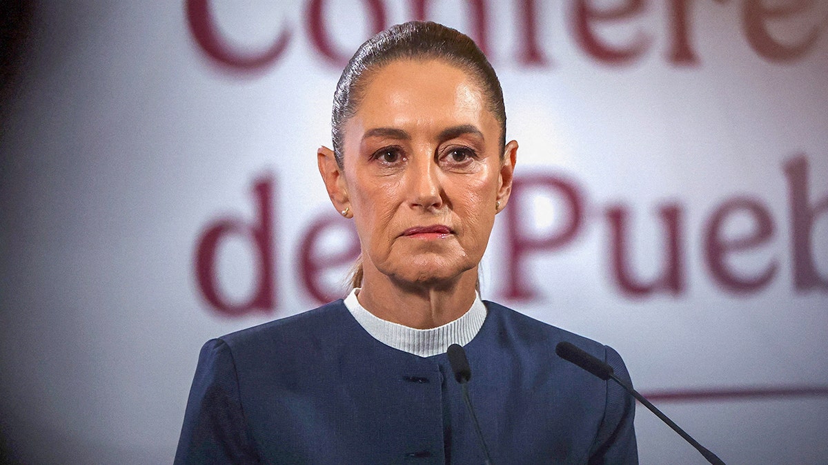 Mexican President Claudia Sheinbaum at a news conference