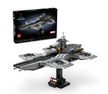 Lego Avengers Helicarrier box beside built ship