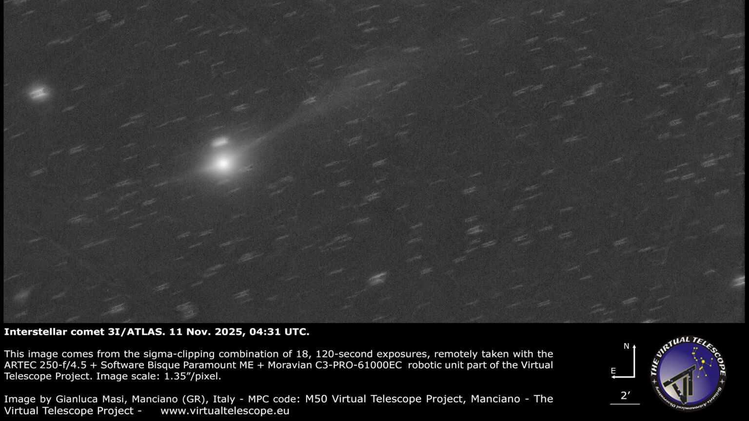  Interstellar comet 3I/ATLAS’s tail is still growing, new image shows