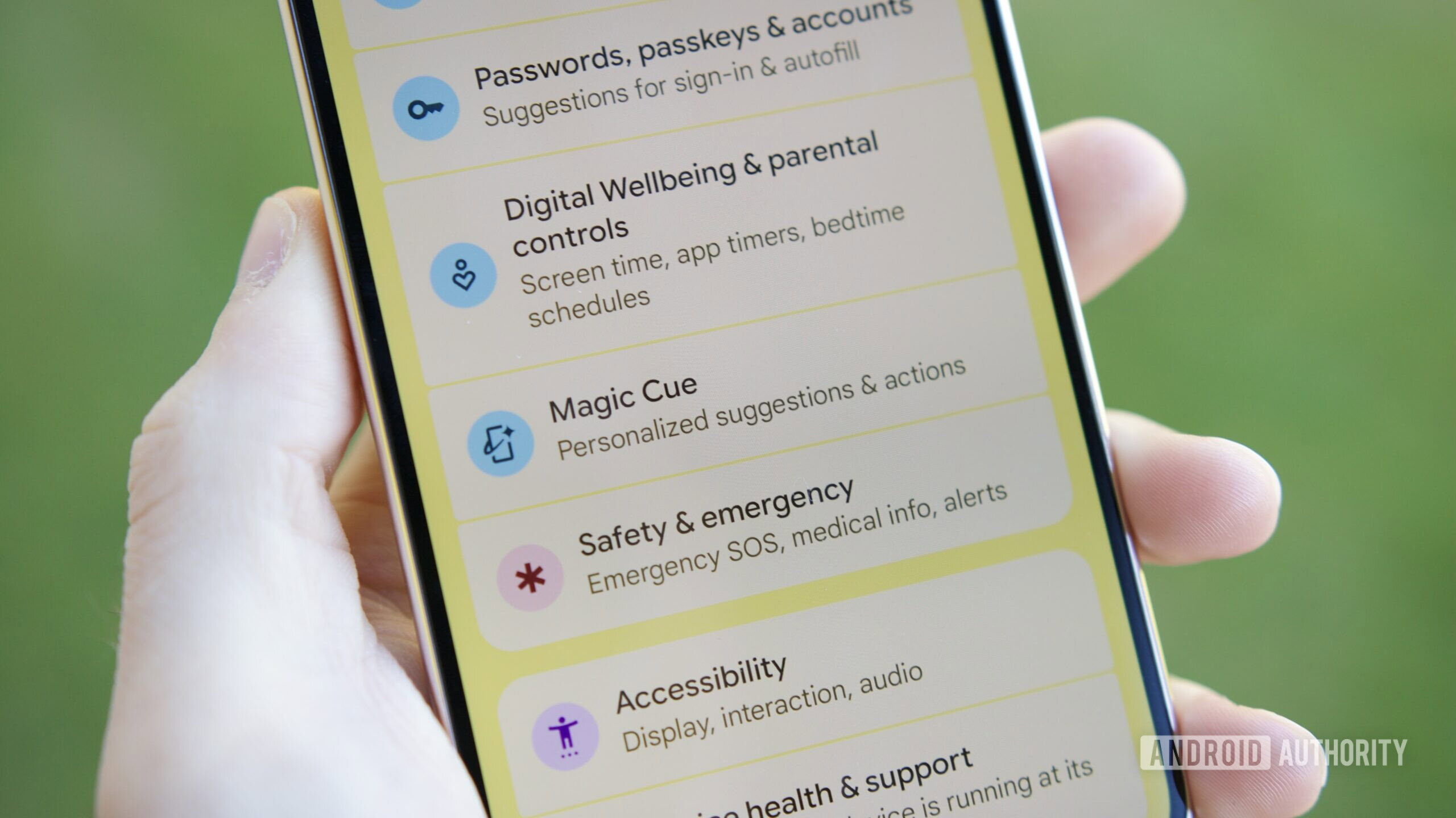 Magic Cue page in the settings app.