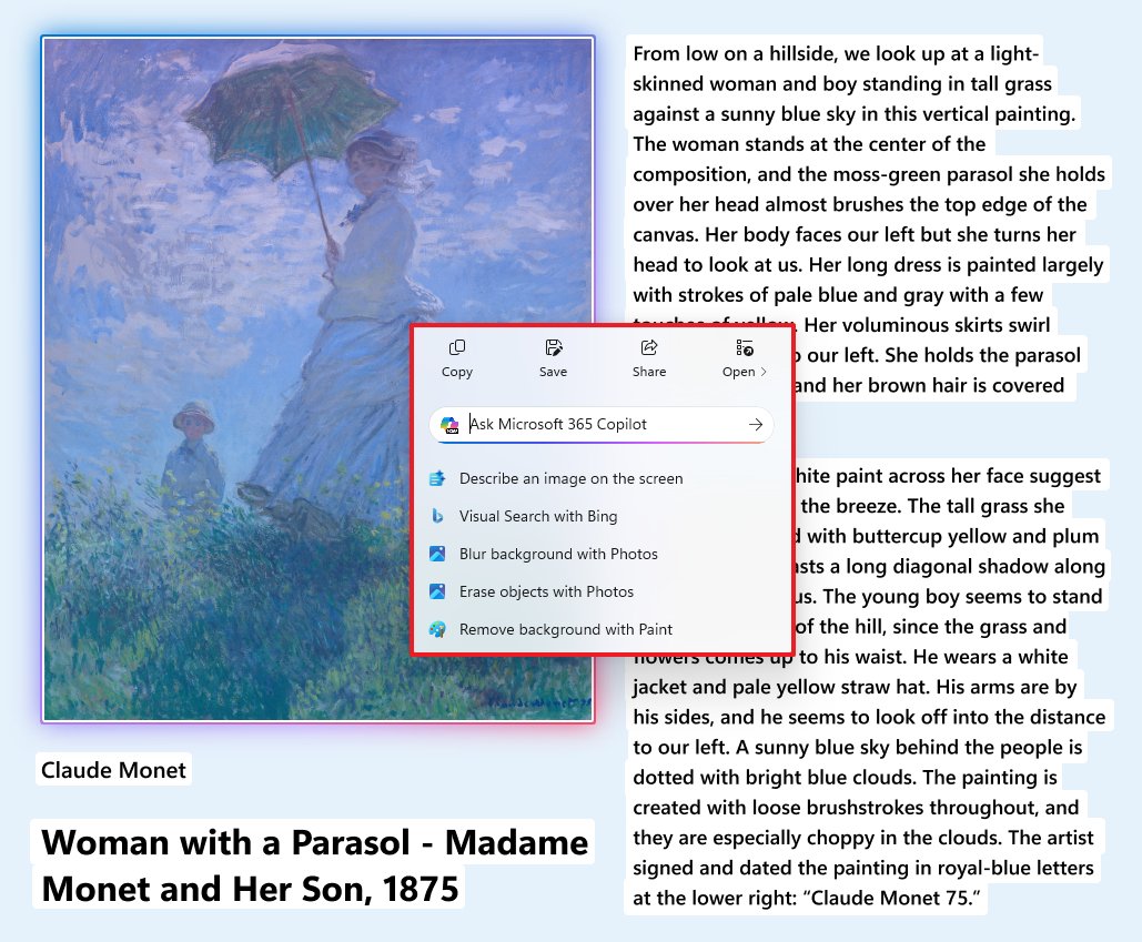Click to Do new menu design