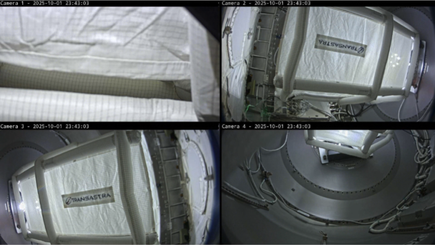 TransAstra’s capture bag has onboard the International Space Station, where it fully opened in Voyager Technologies' Bishop Airlock chamber.