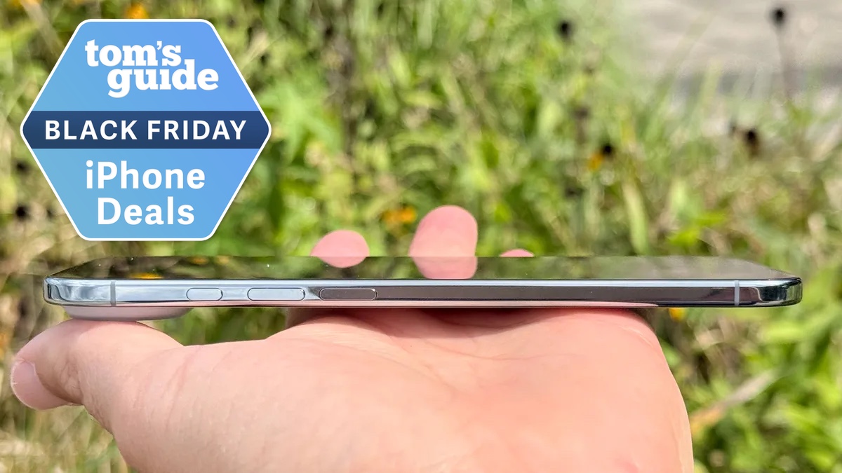 iPhone Air in hand with Black Friday logo