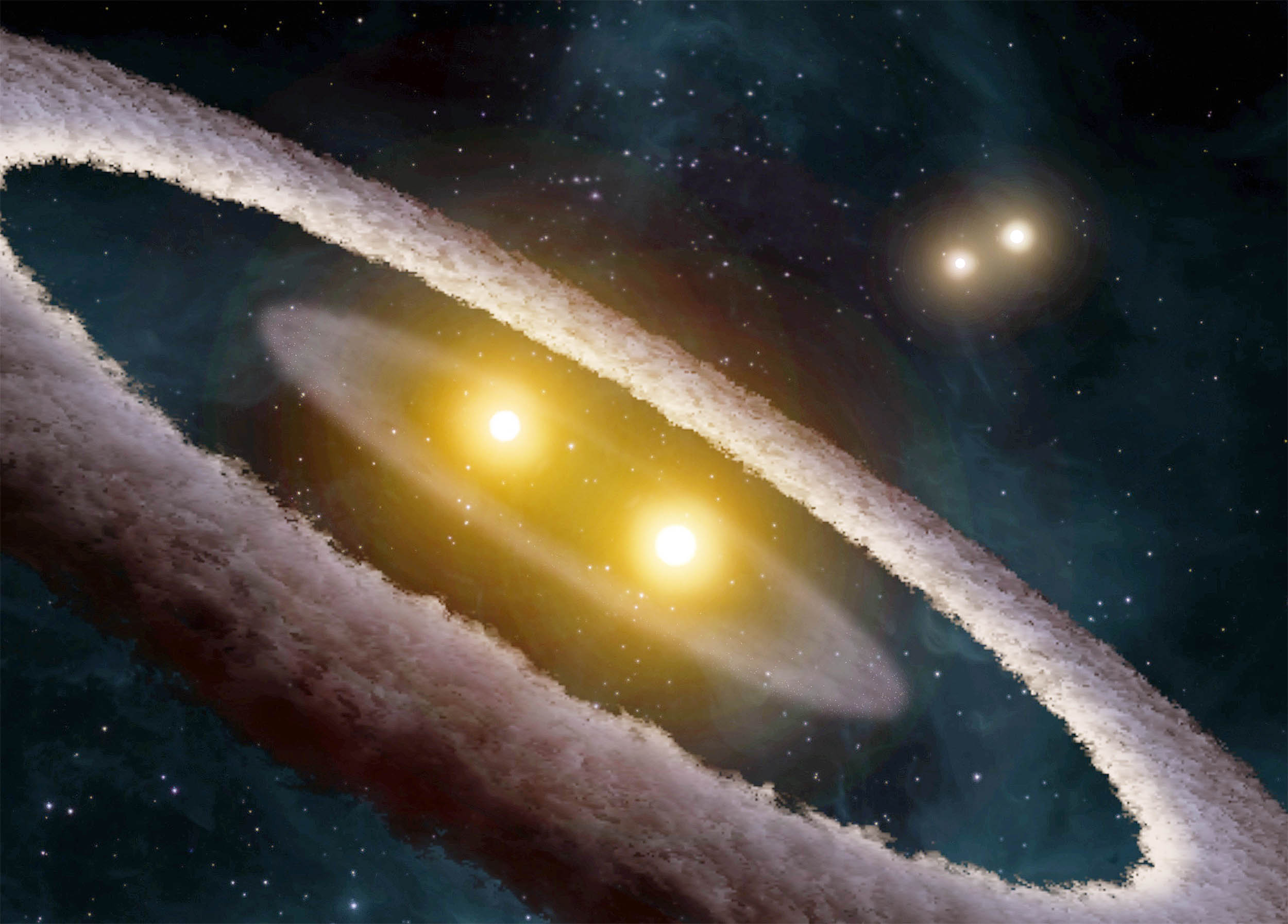  Strange stellar family contains four stars, all “birthing” one planet