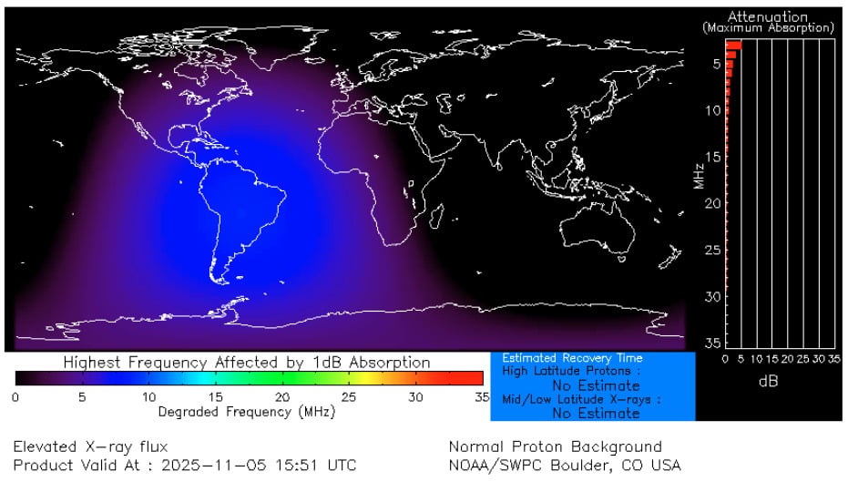 Solar Flare 1104 Radio Blackout Map