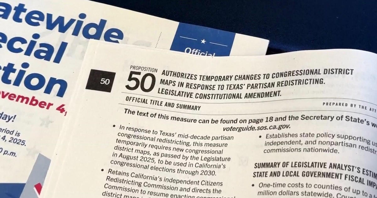  California voters pass Prop 50 to redraw the state’s congressional maps, CBS News projects