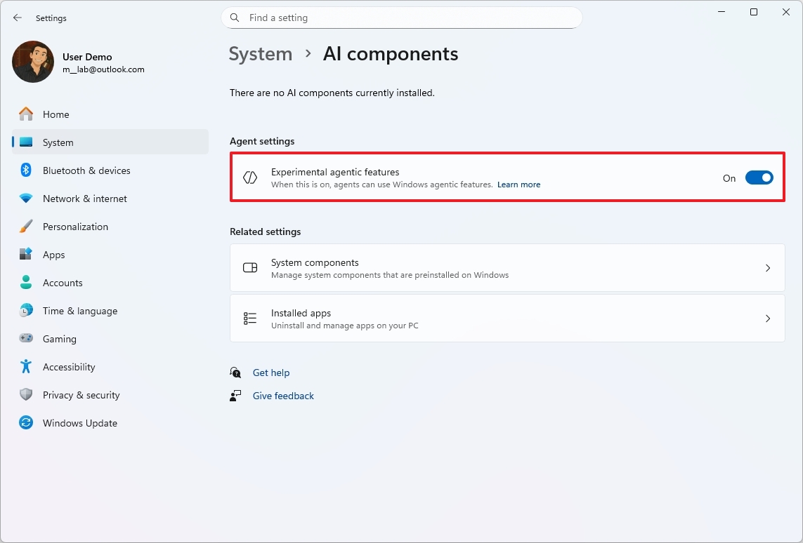 Experimental agentic features