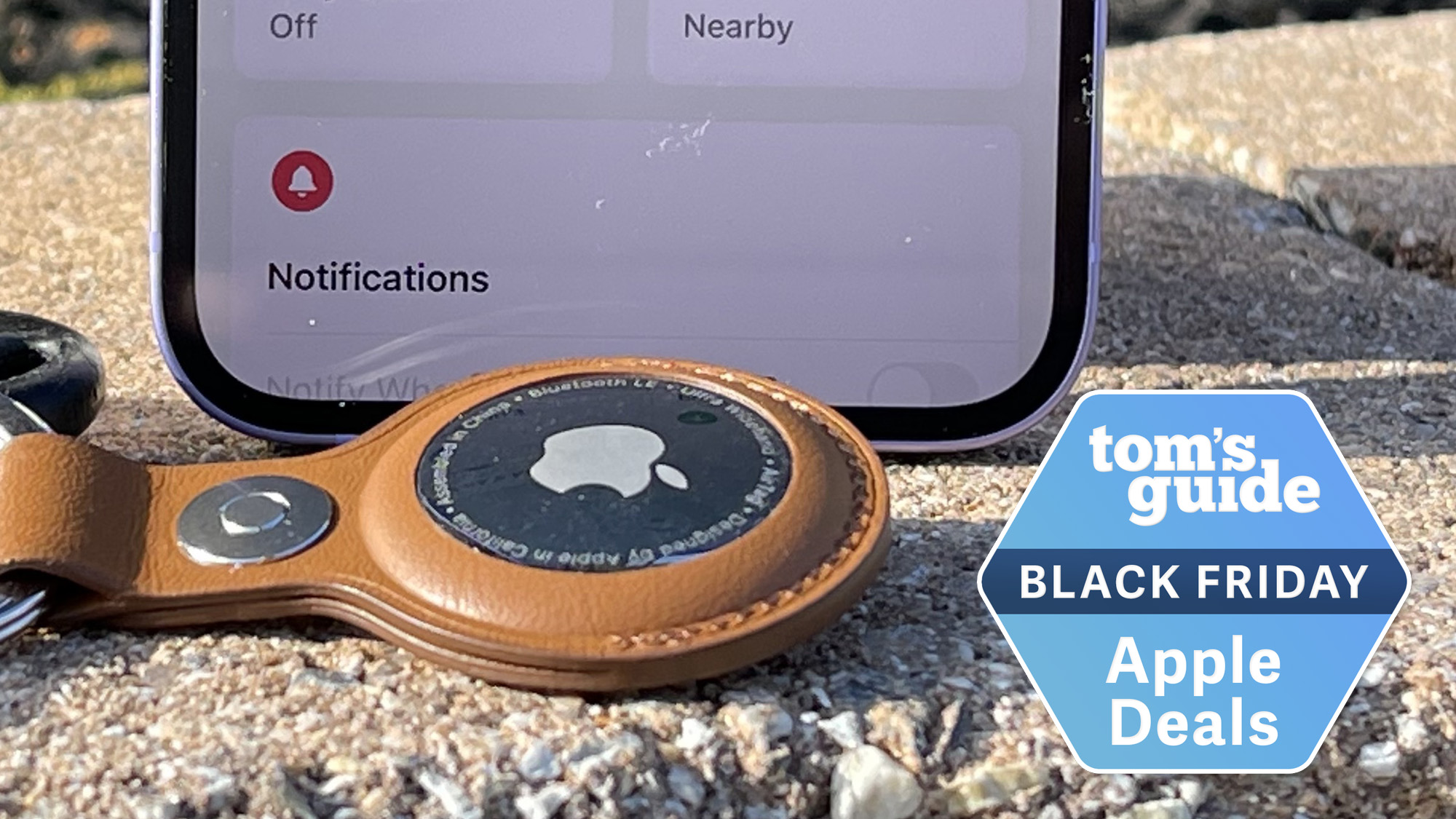 Apple AirTag with Tom's Guide Black Friday Apple deals badge