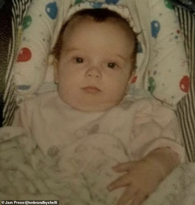 Gunnoe was delivered by emergency C-section because she was breech, 'upright with my head positioned in my mother's rib cage,' she explained