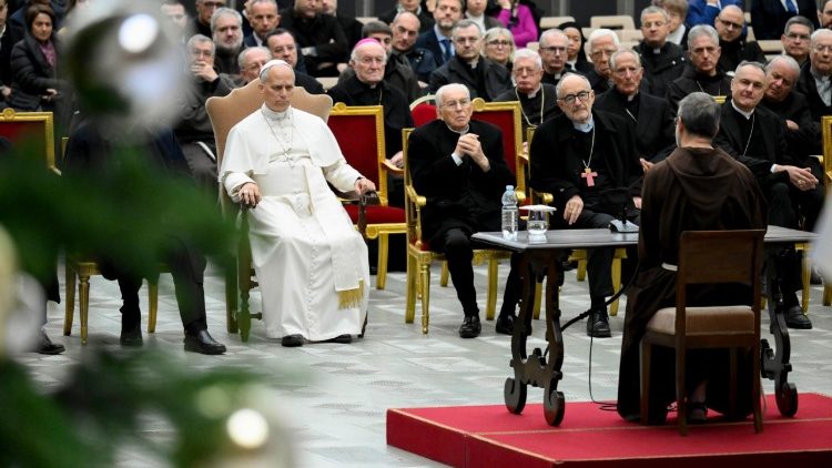 Pope Leo listens to the Advent reflection