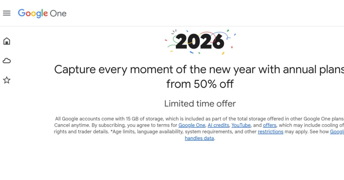  Google One discounting annual 2 TB and AI Pro plans by 50%