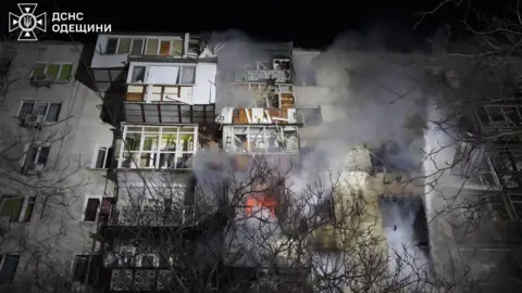 State Emergency Service of Ukraine A heavily damaged apartment block