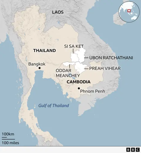 Thailand Cambodia border map
