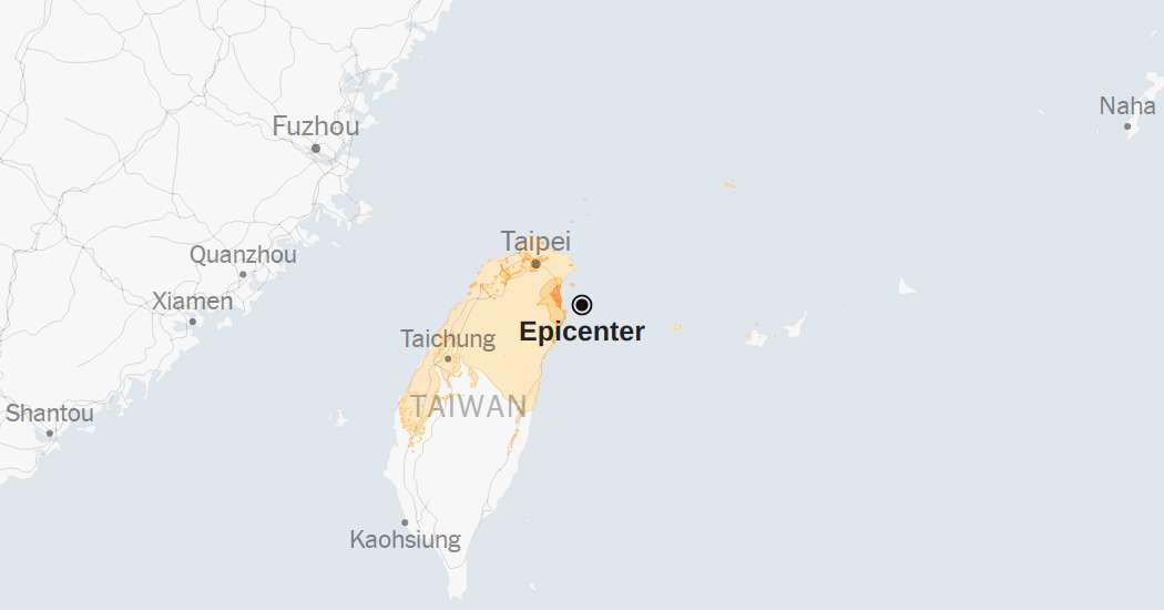  Map: 6.6-Magnitude Earthquake Strikes Near Taiwan