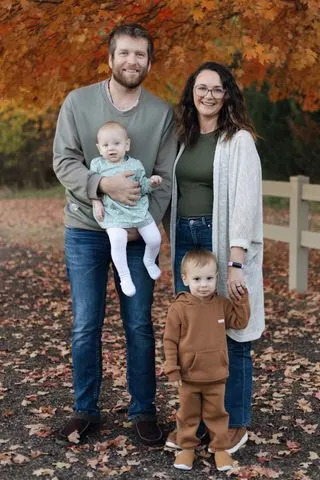 Liz Young Megan Decker with husband Joey, and children Ashton and Emma.