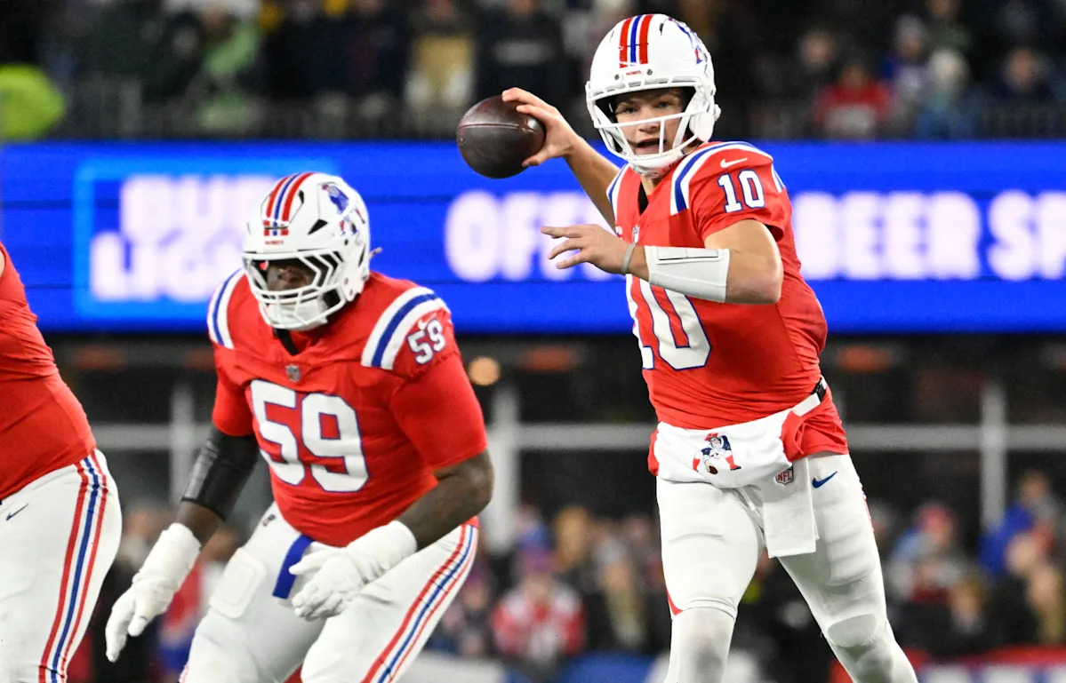  Drake Maye gains leg up on MVP race over Matthew Stafford as Patriots roll to 11-2 with blowout of Giants
