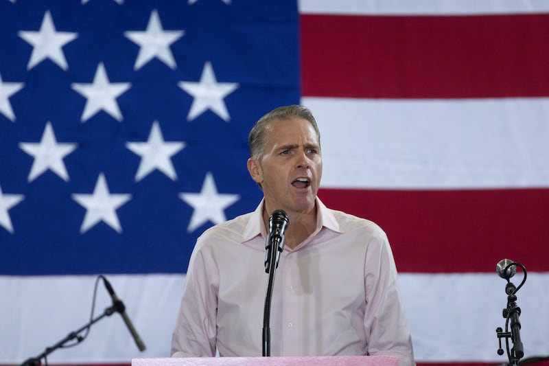 Conservative commentator Scott Jennings speaks at the Ashley's BBQ Bash fundraiser