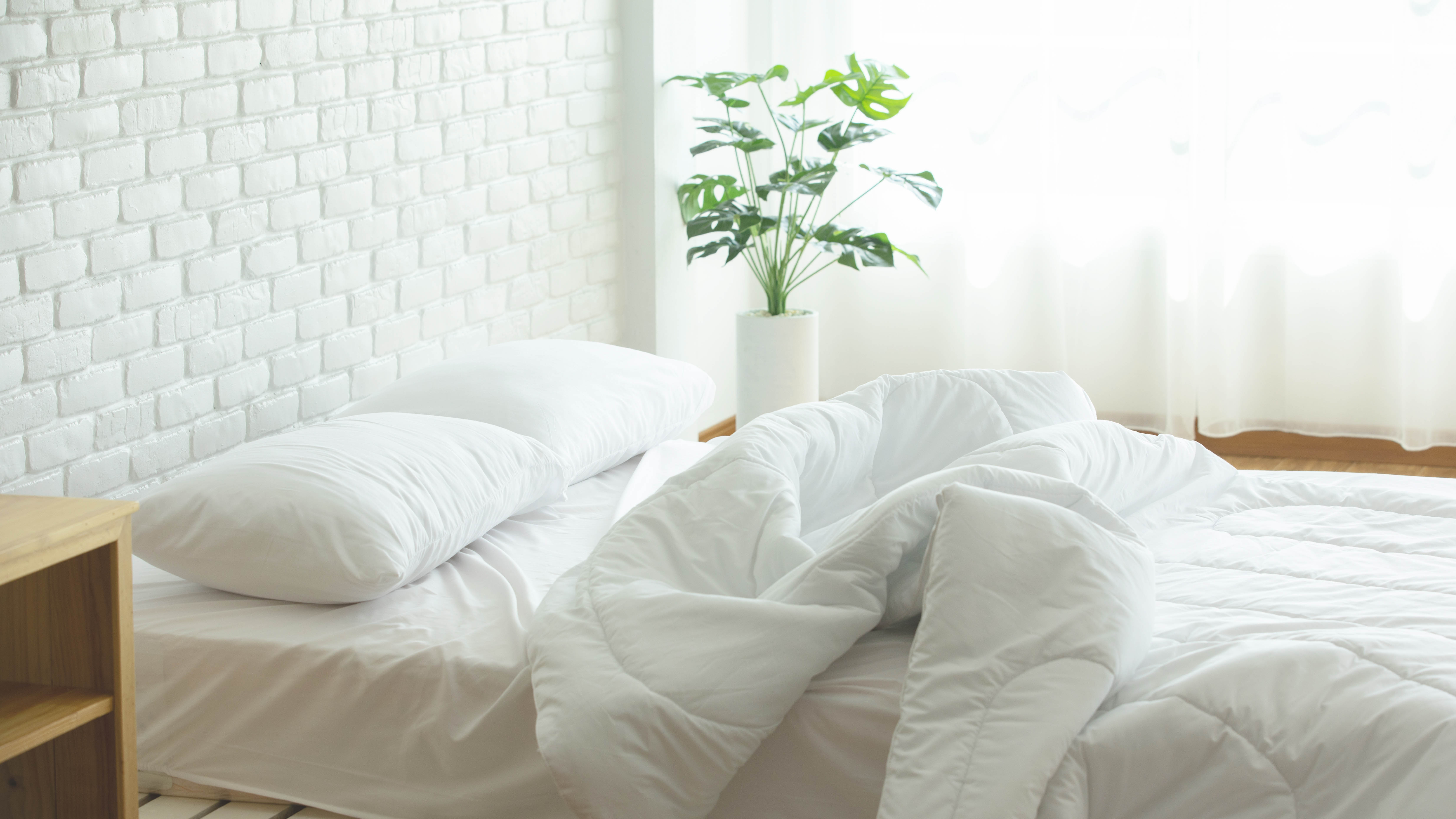 White duvet on bed