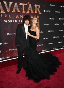 Maxx Morando and Miley Cyrus at the “Avatar: Fire and Ash” World Premiere held at the Dolby Theatre on December 01, 2025 in Los Angeles, California.