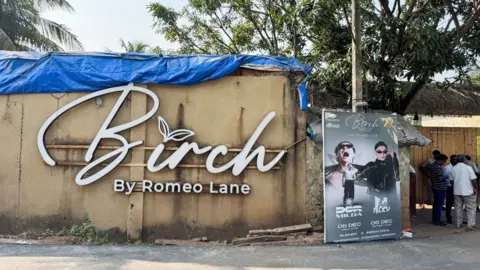 Reuters The front of the nightclub, showing the sign which reads "Birch By Romeo Lane" and a promotion poster.