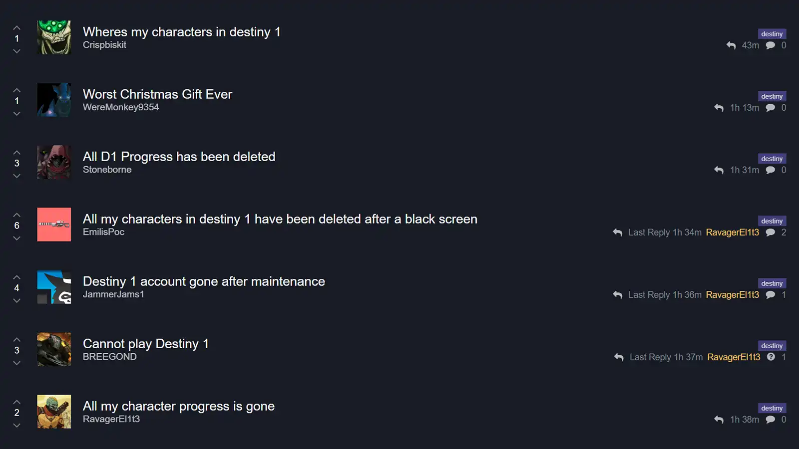 Destiny 1 Players Say Their Accounts Have Been Deleted, With All Characters Gone