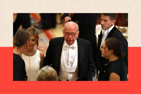 AFP via Getty Images Rupert Murdoch and his partner, Elena Zhukova, attend the State Banquet at Windsor Castle
