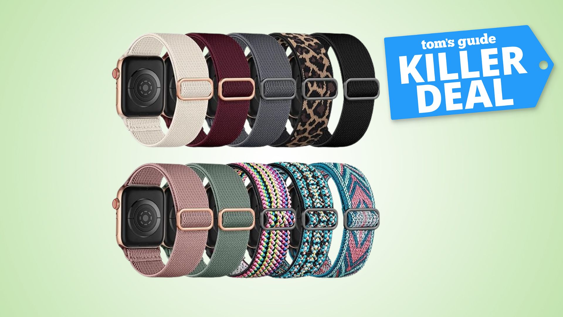 the Maledan 10 Pack Stretchy Solo Loop Compatible with Apple Watch Band