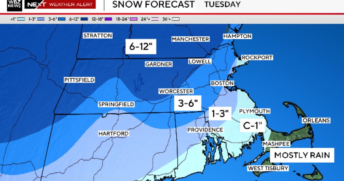 Plowable snow returns to Massachusetts Tuesday. Maps show who might get the most.