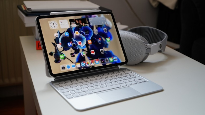 An iPad Pro with a keyboard accessory