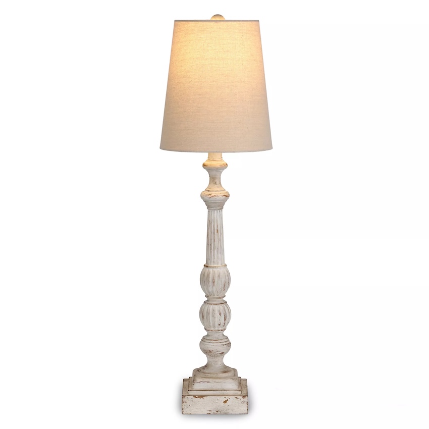 Natural Whitewash Ribbed Buffet Lamp