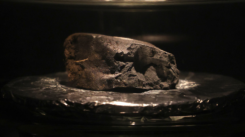 a meteorite on display