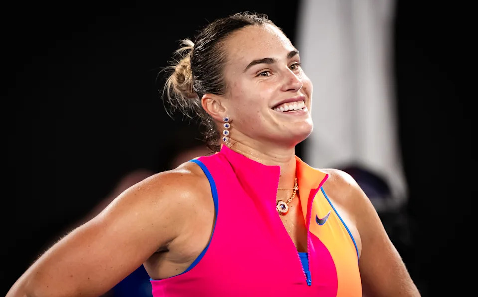 Aryna Sabalenka during her post-match interview.