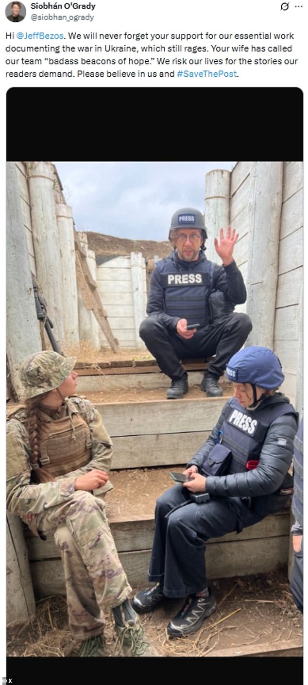 WaPo staffers like Ukrainian bureau chief Siobhan O¿Grady (right) were beseeching Bezos for financing after reports over the weekend indicated layoffs were on the horizon