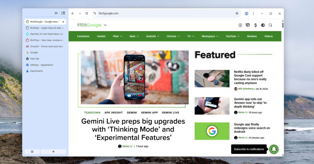  How to try Google Chrome vertical tabs & how they work [Gallery]