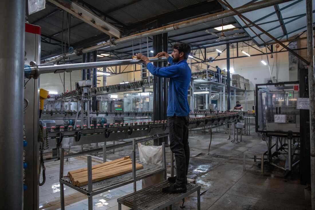 A worker stands stands in the factory where beer is produced at Murree Brewery on Nov. 29, 2025 in Rawalpindi, Pakistan.