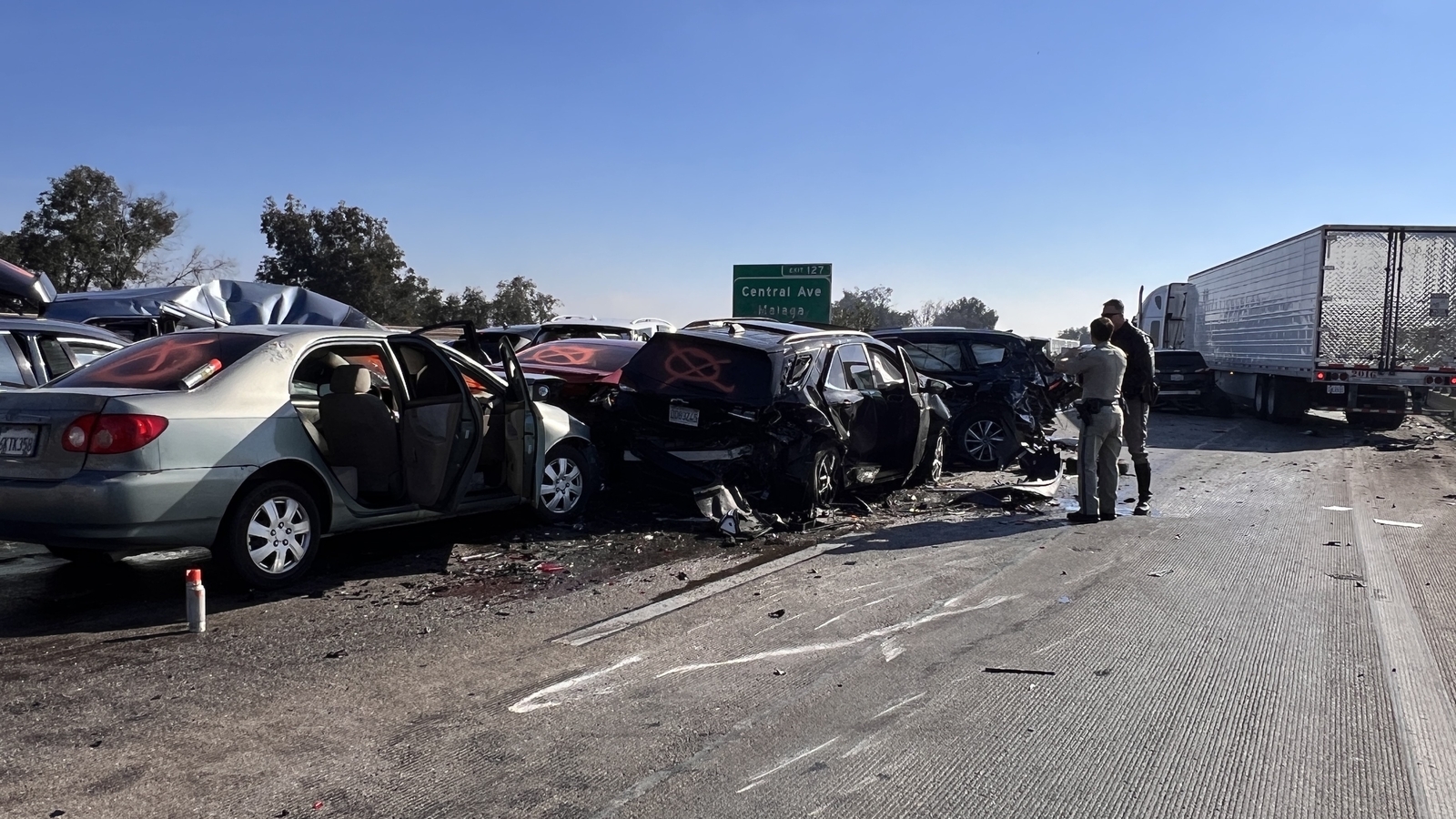 At least 15 vehicles crash, closing section of southbound Highway 99, CHP investigating