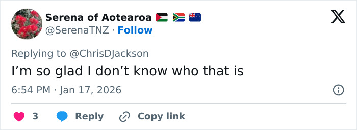 Tweet from Serena of Aotearoa reacting with confusion and stating they do not know who Lara Trump is.