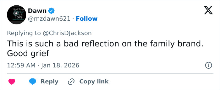 Tweet from user Dawn criticizing Lara Trump’s dance moves in new music video, sparking merciless mockery online.