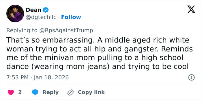 Tweet mocking Lara Trump’s dance moves in new music video, highlighting public reaction and viral criticism online.