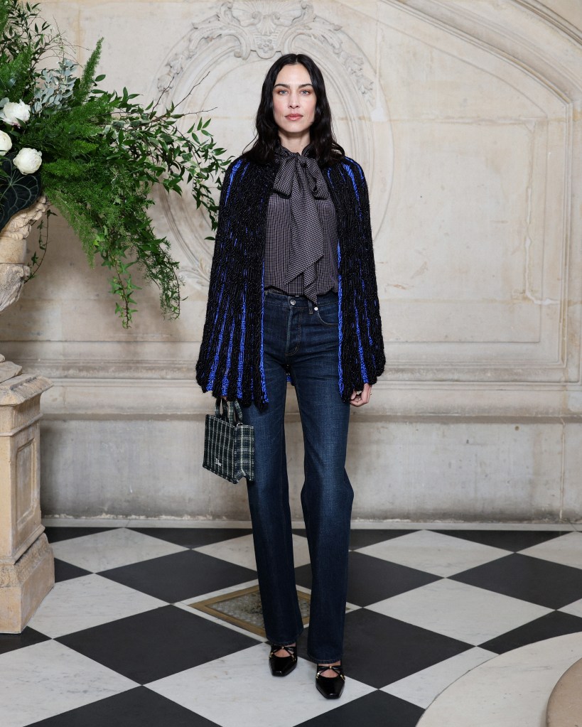 Alexa Chung attends the Christian Dior Haute Couture show during Paris Fashion Week.