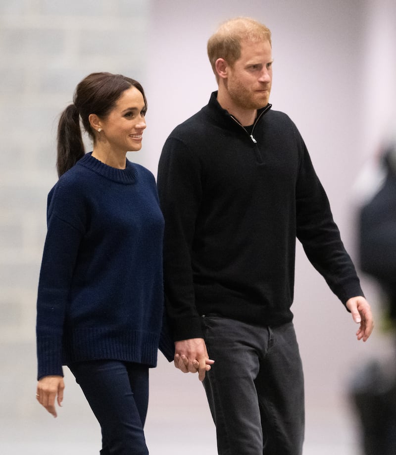 Prince Harry and Meghan attend the Wheelchair Basketball final during day one of the 2025 Invictus Games on February 09, 2025, in Vancouver, British Columbia.