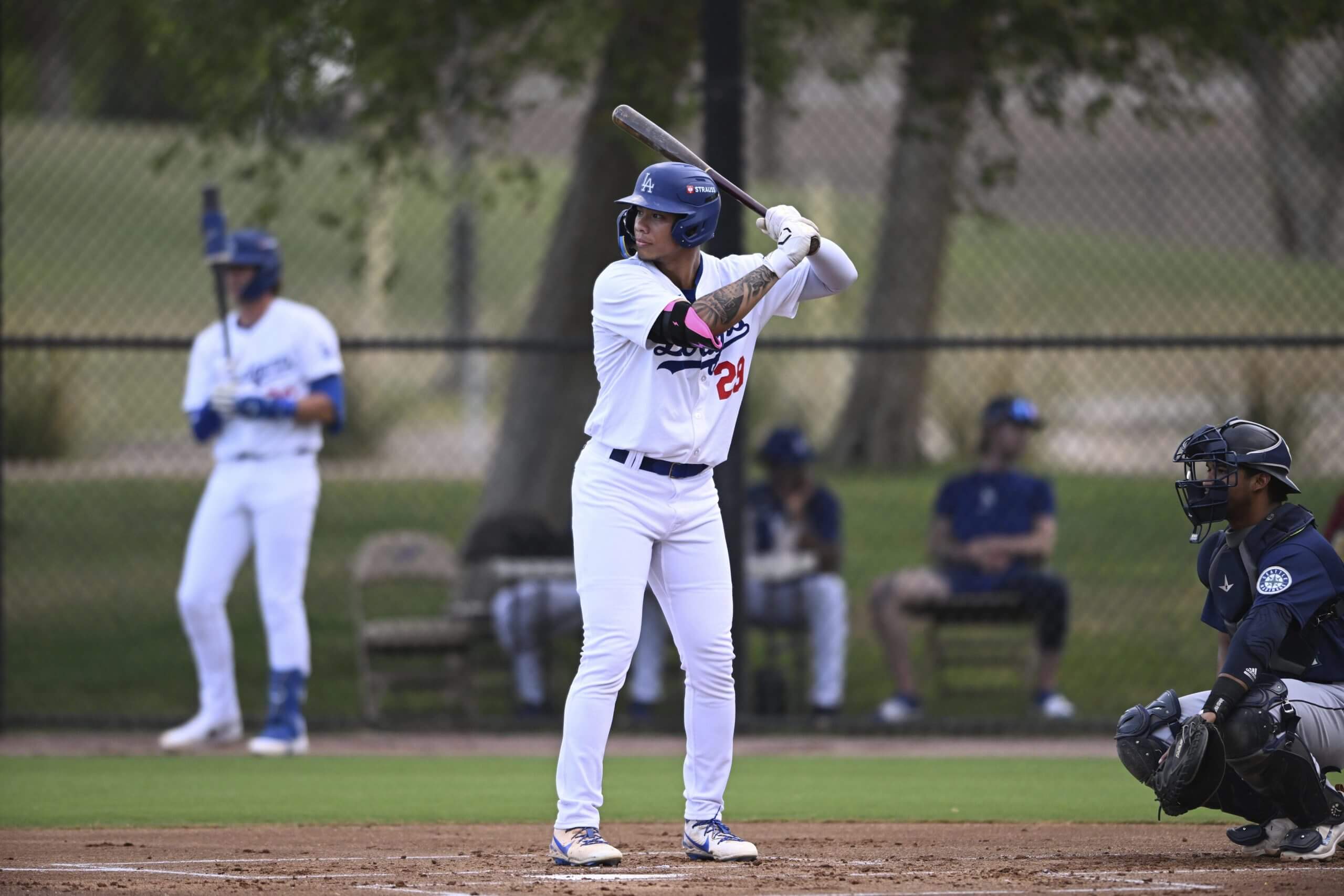 Ching-Hsien Ko bats for the Dodgers in the Arizona Complex League.