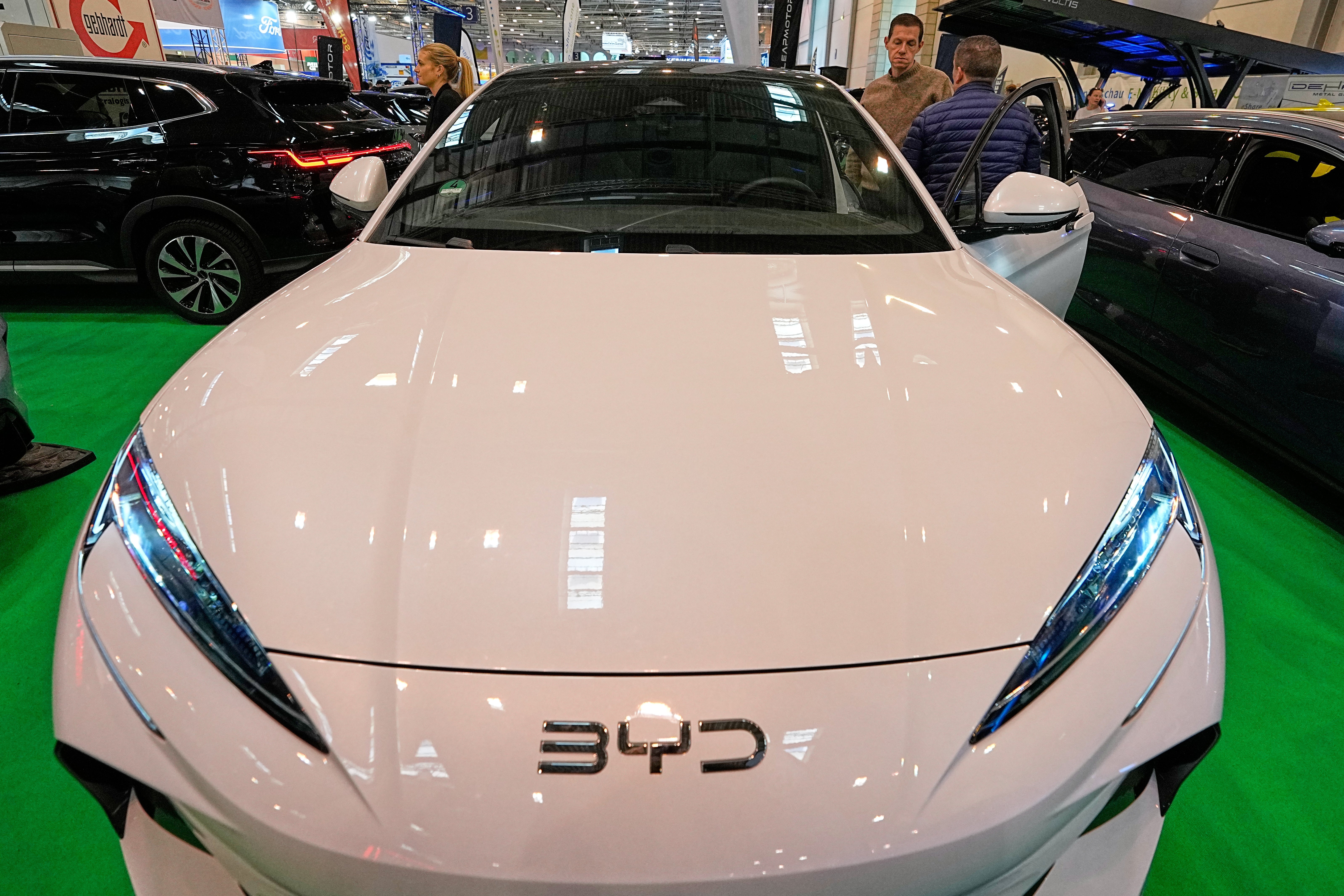 A BYD electric car is on display at the Essen Motor Show in Essen, Germany, Thursday Dec. 4, 2025. (AP Photo/Martin Meissner, File)