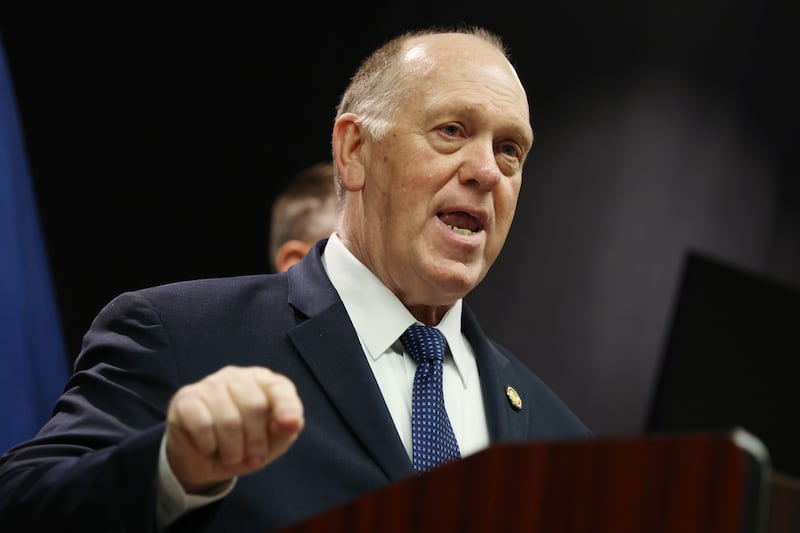 Border czar Tom Homan speaks during a news conference