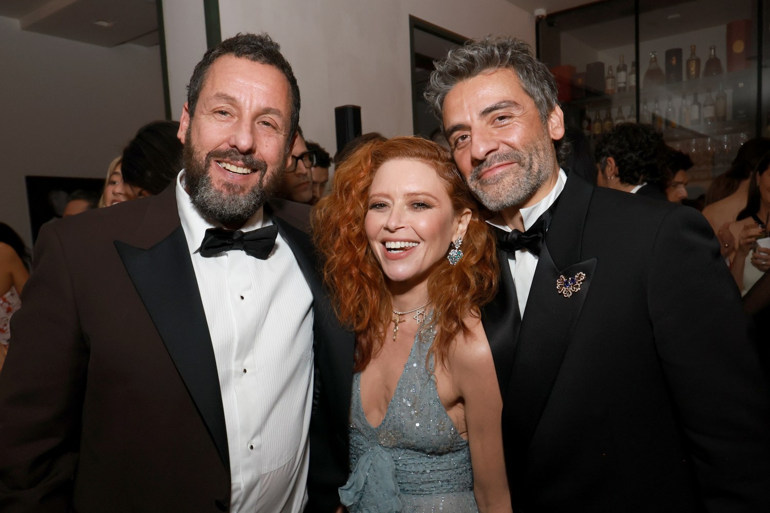 Adam Sandler, Natasha Lyonne and Oscar Isaac attend Netflix's Golden Globe afterparty at Spago on Jan. 11.