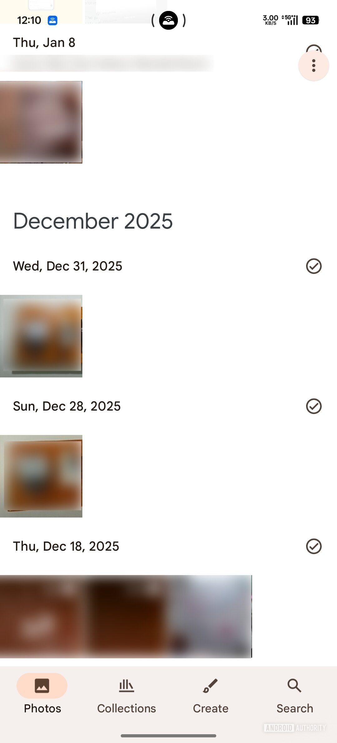 Google Photos Photos View with date separator